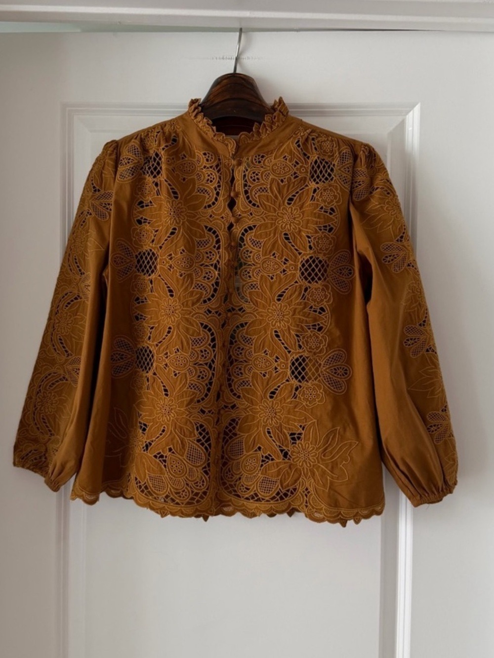 Farm Rio Camel Richelieu Long Sleeve Blouse - Picture 6 of 8